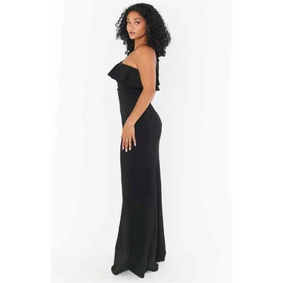 SHOW ME YOUR MUMU Florentine Maxi Dress in Black Stretch One Shoulder - Picture 4 of 8